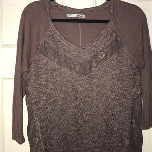 Maurices Lace detail 3/4 sleeve top